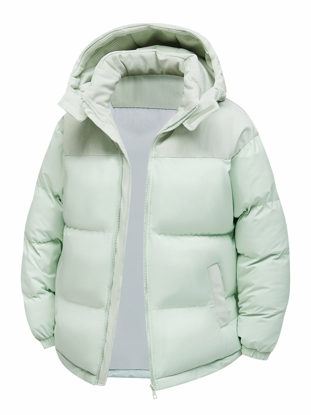 Herren Wattierte Steppjacke mit Cordbesatz, hohem Kragen & Thermofutter Drune