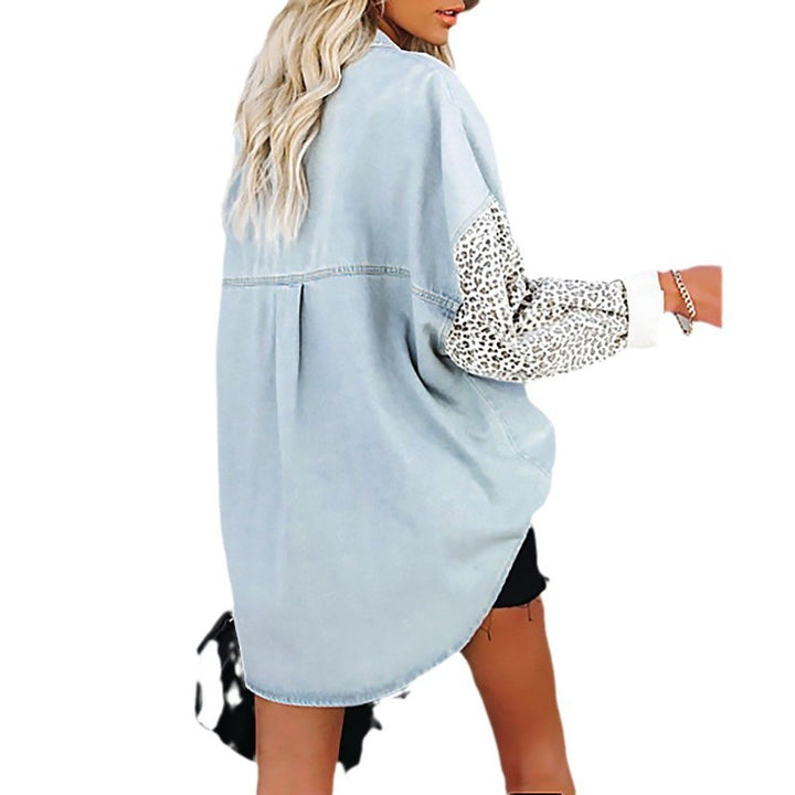 Damen Modische Hemdbluse mit Leopardenmustern und oversized Schnitt Drune