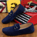 Damen weicher Veloursleder Mokassin Loafer mit geflochtener Dekorschnur und flexibler Gummisohle Drune