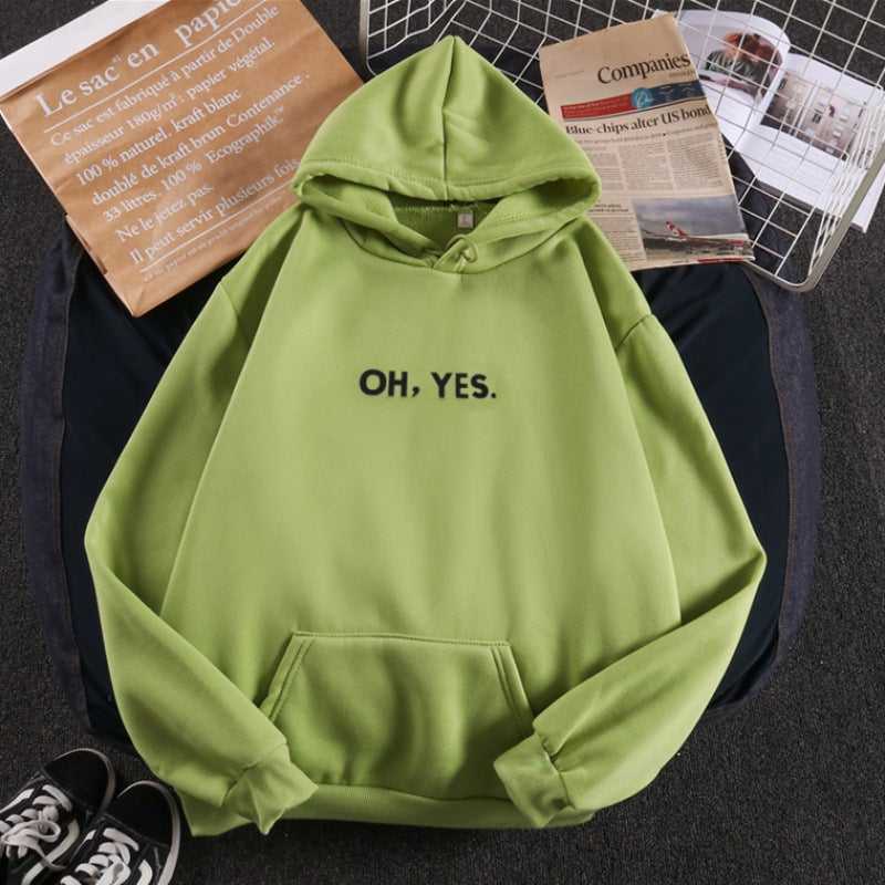 Damen nan Kapuzenpullover mit weichem Innenfutter, Kängurutasche und dezentem Frontprint Drune