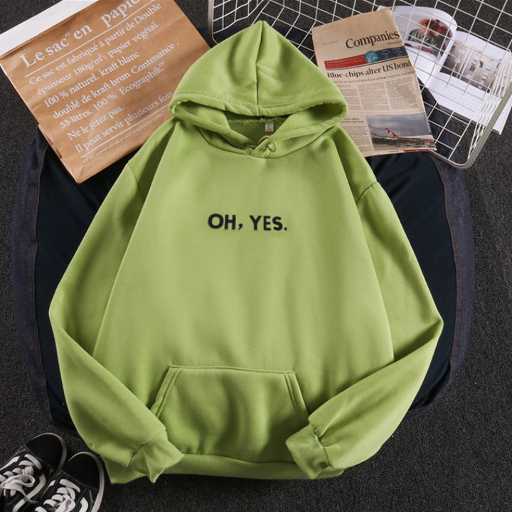 Damen nan Kapuzenpullover mit weichem Innenfutter, Kängurutasche und dezentem Frontprint Drune