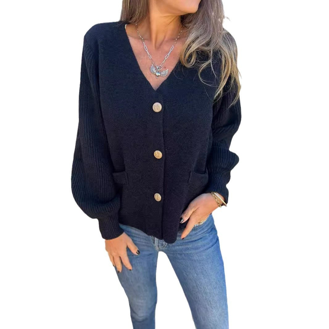 Damen Modische Strickjacke mit Knopfdetails und Taschen Drune