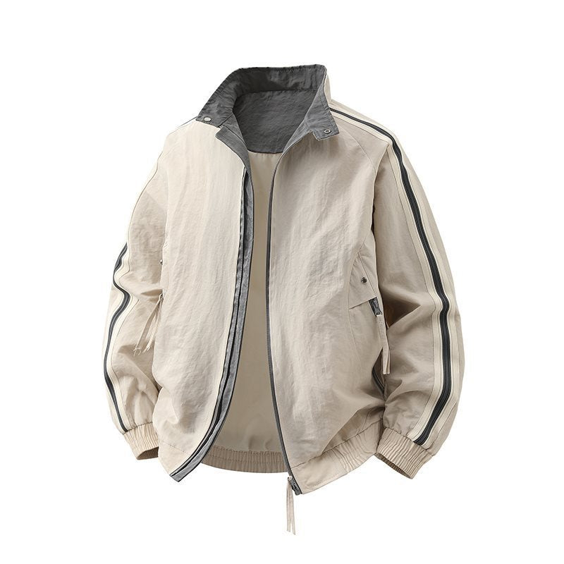 Herren Modische Sportjacke mit hohem Kragen und Kontraststreifen Drune