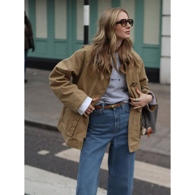 Damen Utility-Jacke mit klassischem Schnitt und hohem Kragen Drune