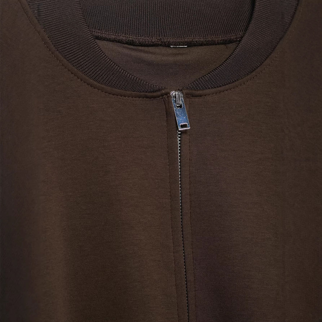 Damen Cropped-Boxy-Bomberjacke mit Zwei-Wege-Reißverschluss und elastischem Bund Drune