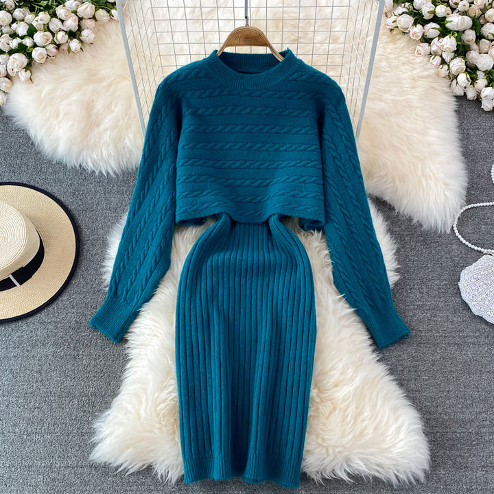 Damen Strickset mit Rippenstruktur Drune
