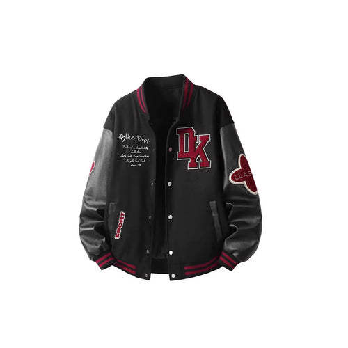 Herren Retro College Varsity Jacke mit gestepptem Thermofutter und Applikationen Drune