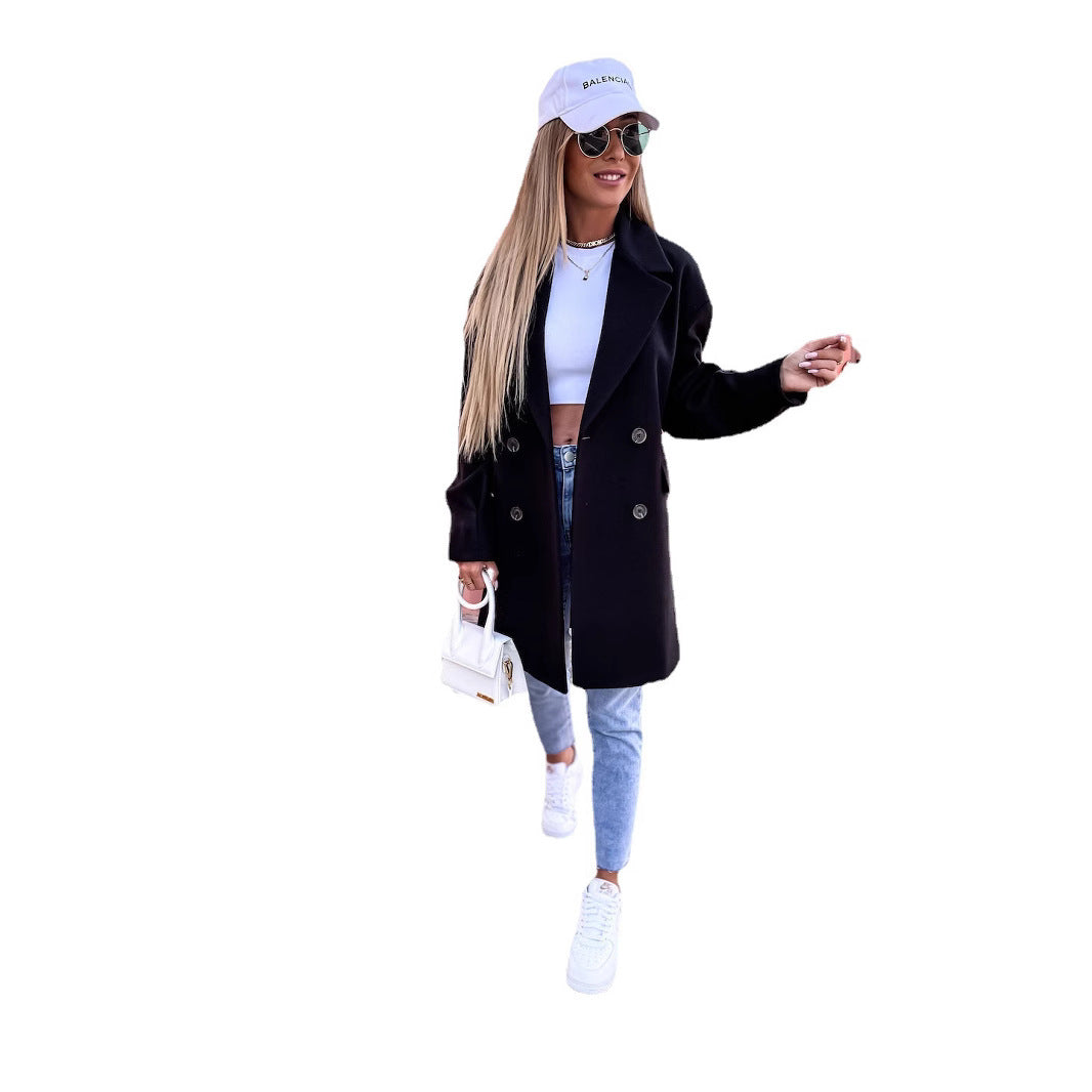 Damen eleganter und strukturierter Mantel im doppelten Design Drune