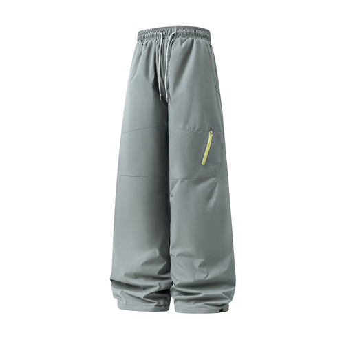 Unisex Weite wasserabweisende Outdoor-Hose mit hohem Bund und Reißverschlusstasche Drune