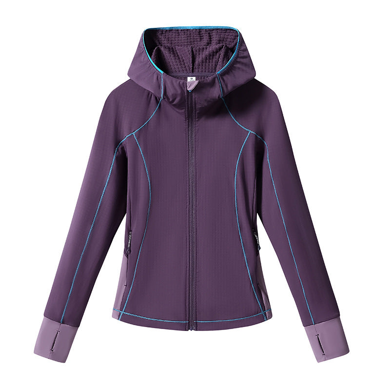 Damen Leichte Softshell-Kapuzenjacke mit ergonomischen Kontrastnähten und Daumenloch Drune