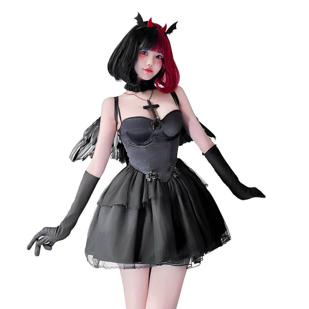 Damen Engel Kostüm mit voluminösem Rock und Detailverzierungen Drune