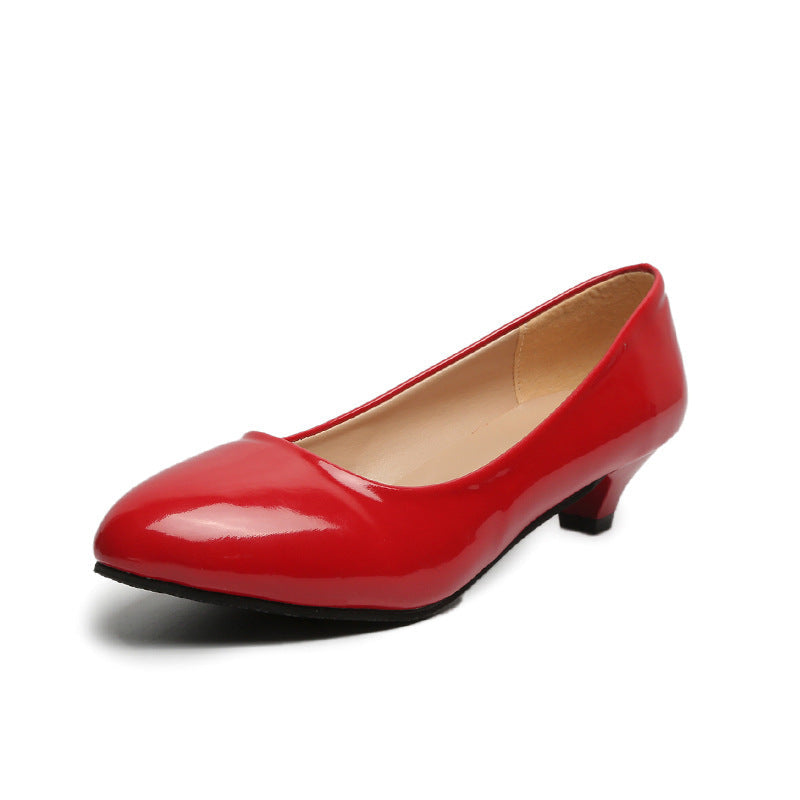 Damen nan spitz zulaufende Pumps in Hochglanz-Lackoptik mit niedrigem konischem Absatz gepolstertem Komfortfußbett und weichem Innenfutter Drune