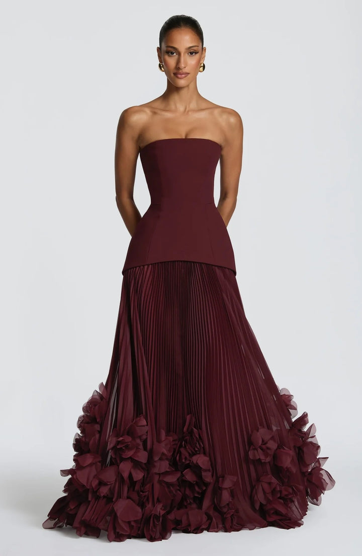 Damen Elegantes schulterfreies Abendkleid mit raffinierten Rüschen Drune