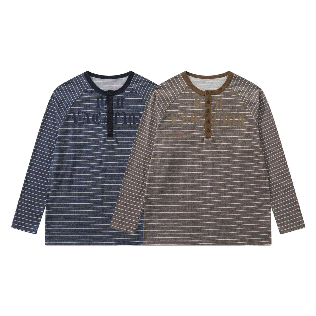 Herren Longsleeve-Henley mit Raglanärmeln und Knopfleiste Drune