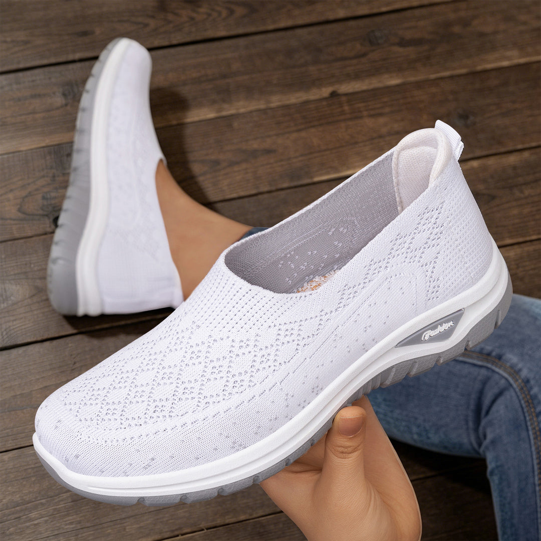 Damen nan gestrickter Slip-On Komfortwalker mit Memory-Fußbett, elastischem Sockeneinstieg und rutschfester Profilsohle Drune