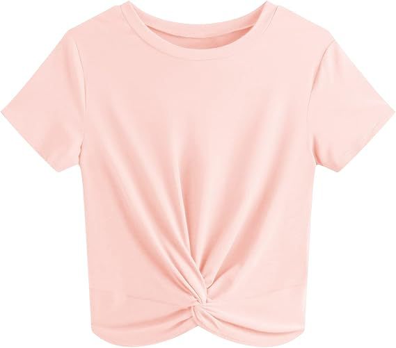 Damen Kurzarm T-Shirt mit Knoten und elastischem Stoff Drune