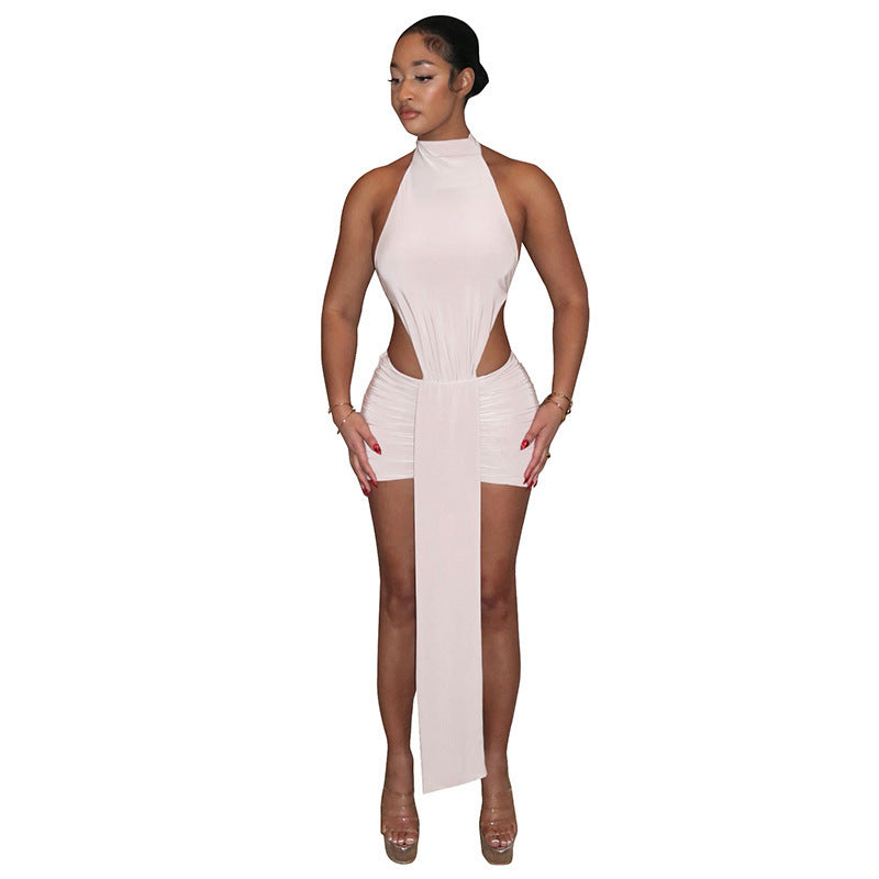 Damen Raffiniertes Minikleid mit eleganter Schlitz- und Wickeldesign Drune