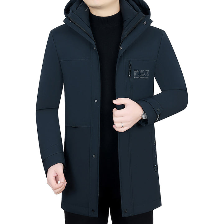 Herren Moderner wasserabweisender Longparka mit Kapuze und leichter Thermoisolierung Drune