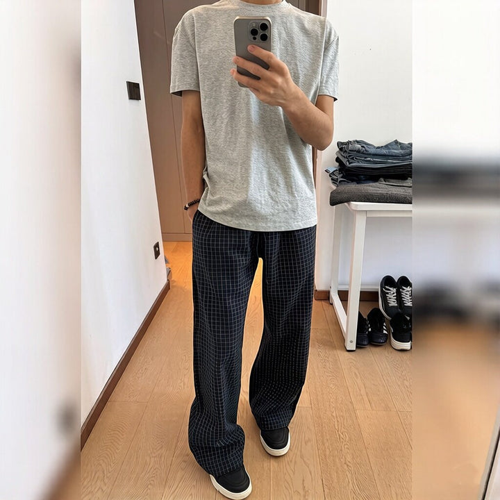 Herren Lässige Check-Hose Drune