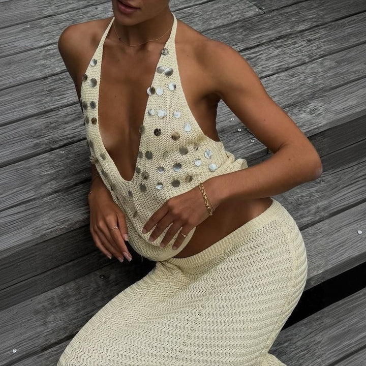Damen Stricktop mit funkelneden Details Drune