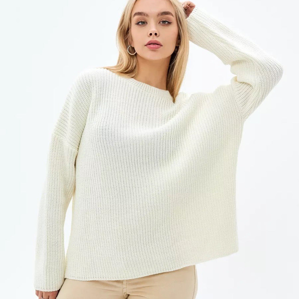 Damen Grobstrickpullover mit lockerer Passform und strukturiertem Design Drune