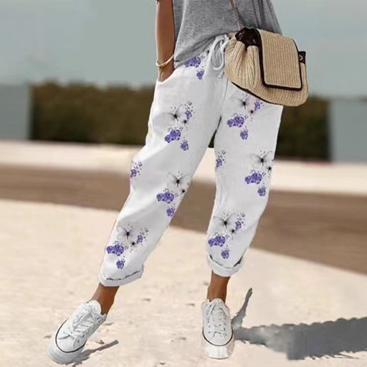 Damenschalotte-Haremshosen mit floralem Stickmuster Drune
