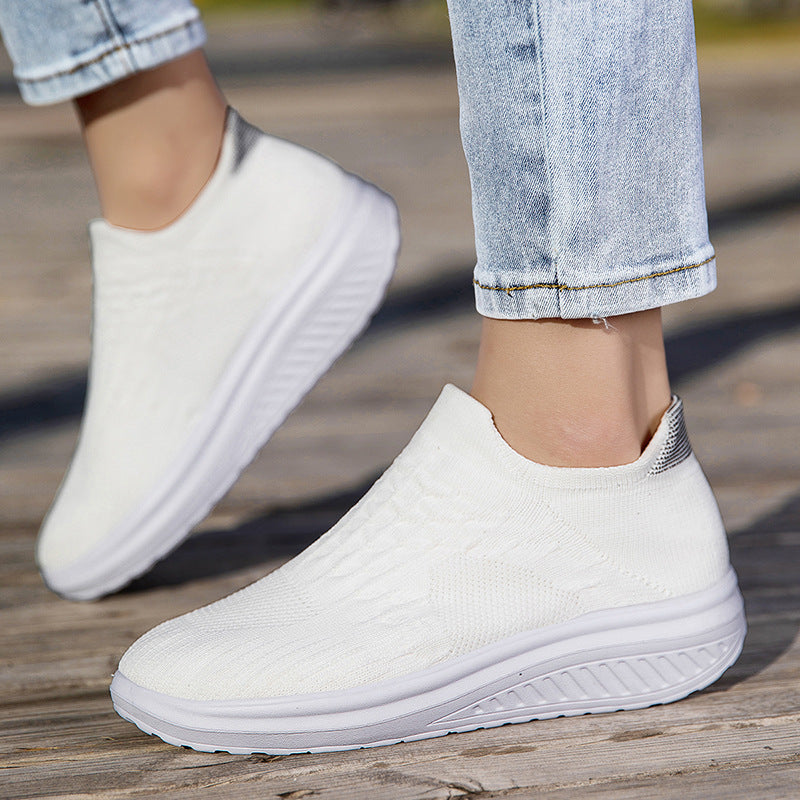 Damen Slip-On Sport Sneakers mit atmungsaktivem Strickdesign Drune