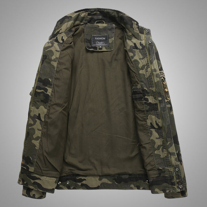 Herren Militärinspirierte Utility-Fieldjacke mit Epauletten und Patch‑Details Drune