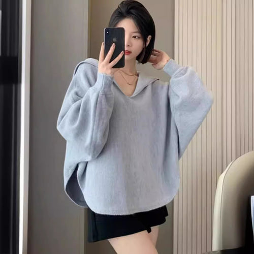 Damen oversized Kapuzenpullover aus hochwertigem Strick Drune
