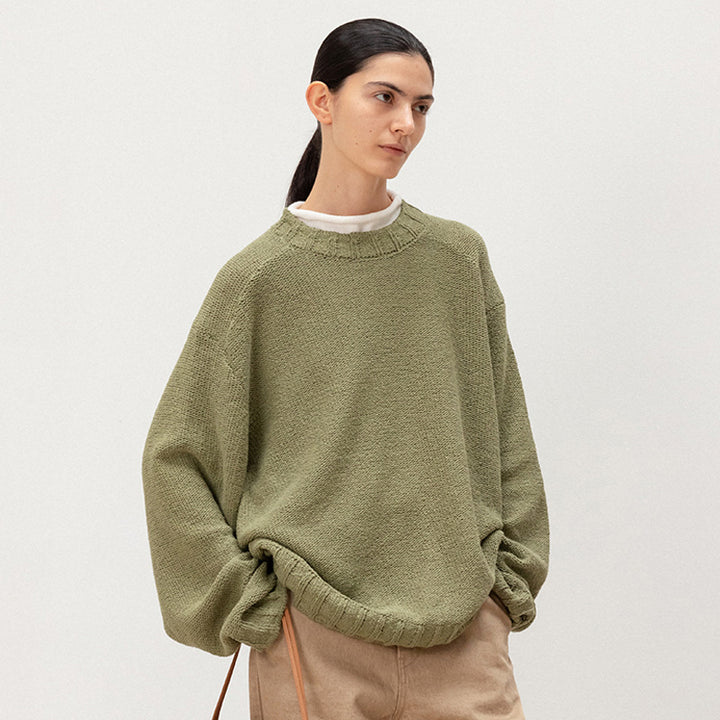 Damen Lässiger Strickpullover mit weitem Schnitt und elastischem Saum Drune