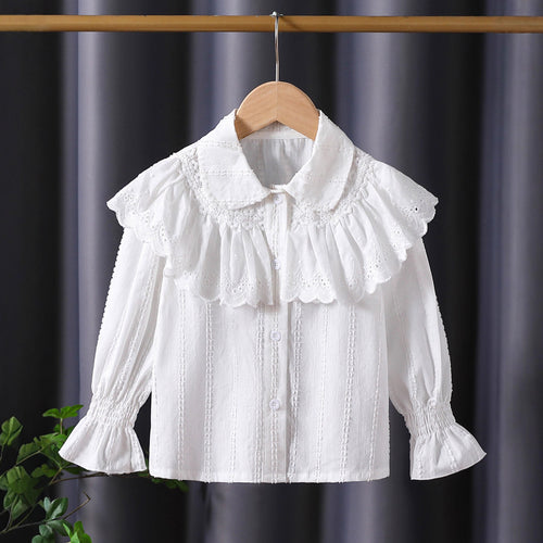 Damen verspielte Bluse mit voluminösem Kragen Drune