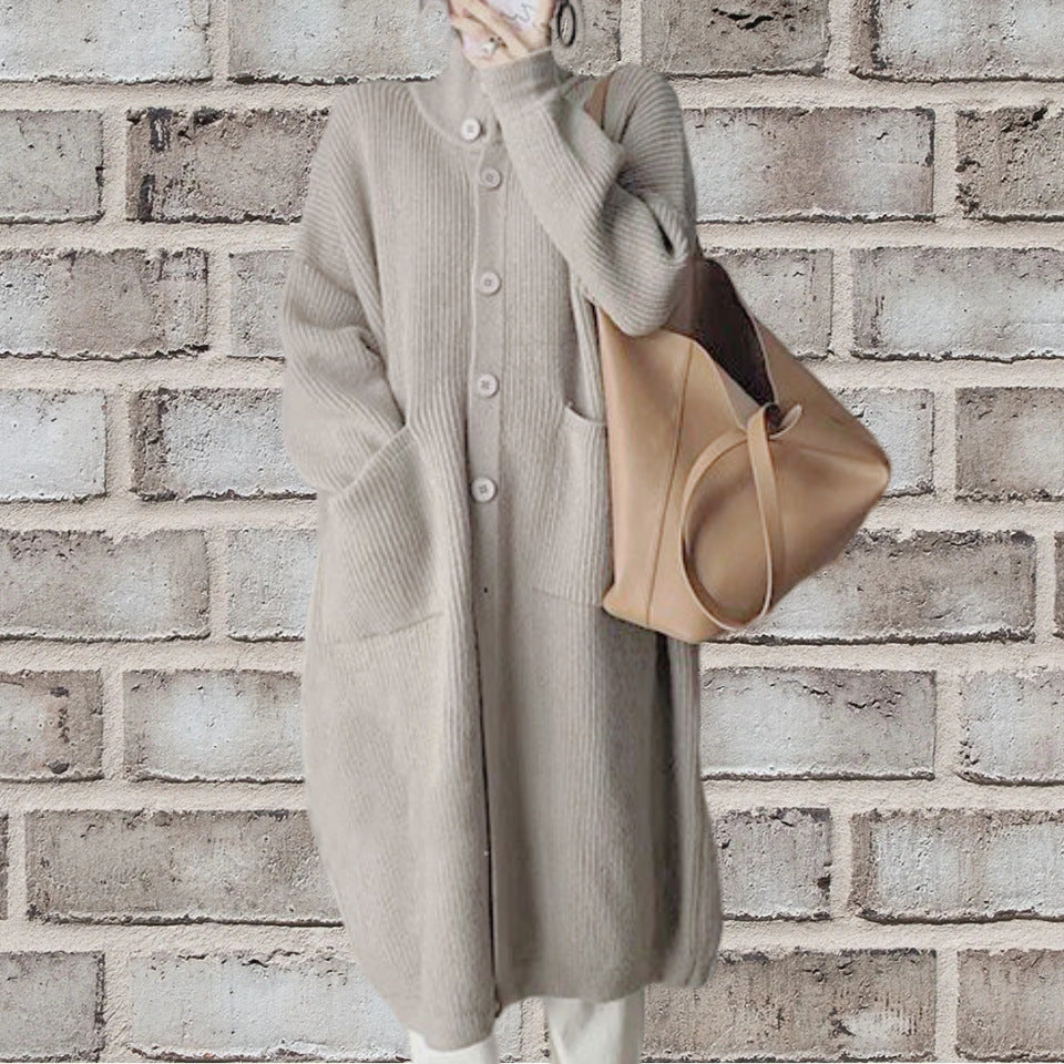 Damen Grobstrick-Cardigan mit großzügigen Taschen und modernem Button-Design Drune