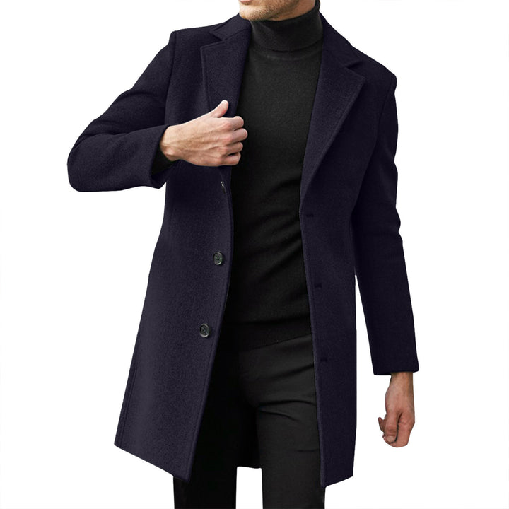 Herren nan taillierter Wollmantel mit schmaler Silhouette, klassischem Revers und verdeckter Knopfleiste Drune
