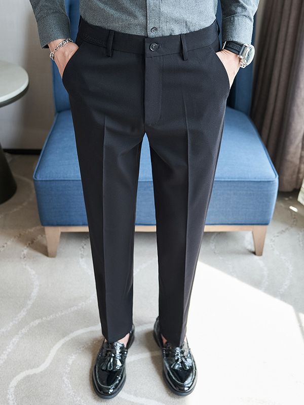 Herren elegante Anzughose mit schlanker Passform und feinem Streifenmuster Drune
