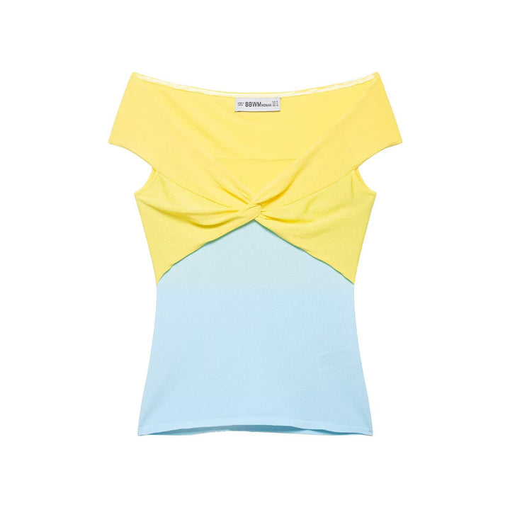Damen Off-Shoulder Oberteil mit Knoten-Detail und Farbverlauf Drune