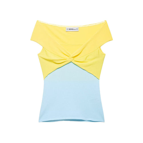Damen Off-Shoulder Oberteil mit Knoten-Detail und Farbverlauf Drune