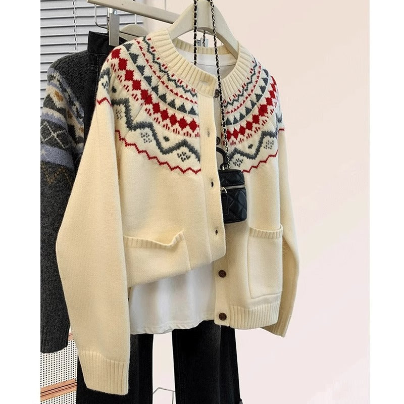 Damen Strickjacke mit traditionellem Muster Drune