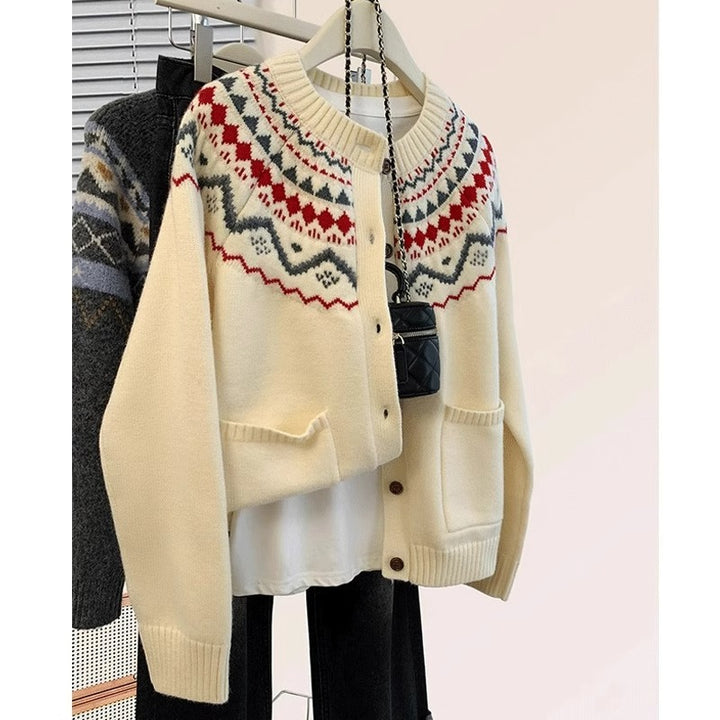 Damen Strickjacke mit traditionellem Muster Drune