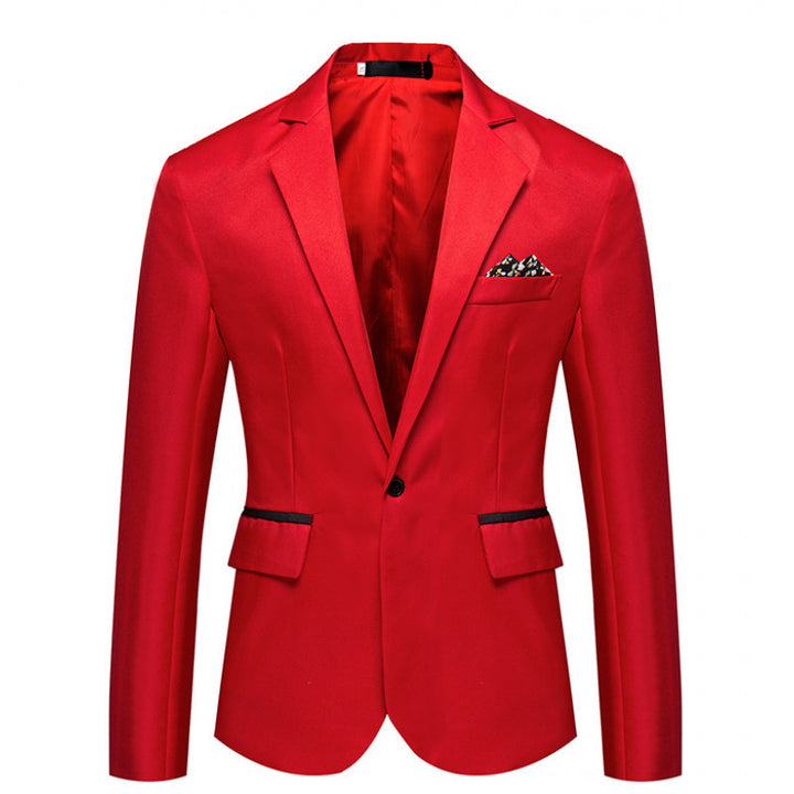 Herren Slim-Fit Smoking-Sakko mit Ein-Knopf‑Verschluss und kontrastierten Pattentaschen Drune