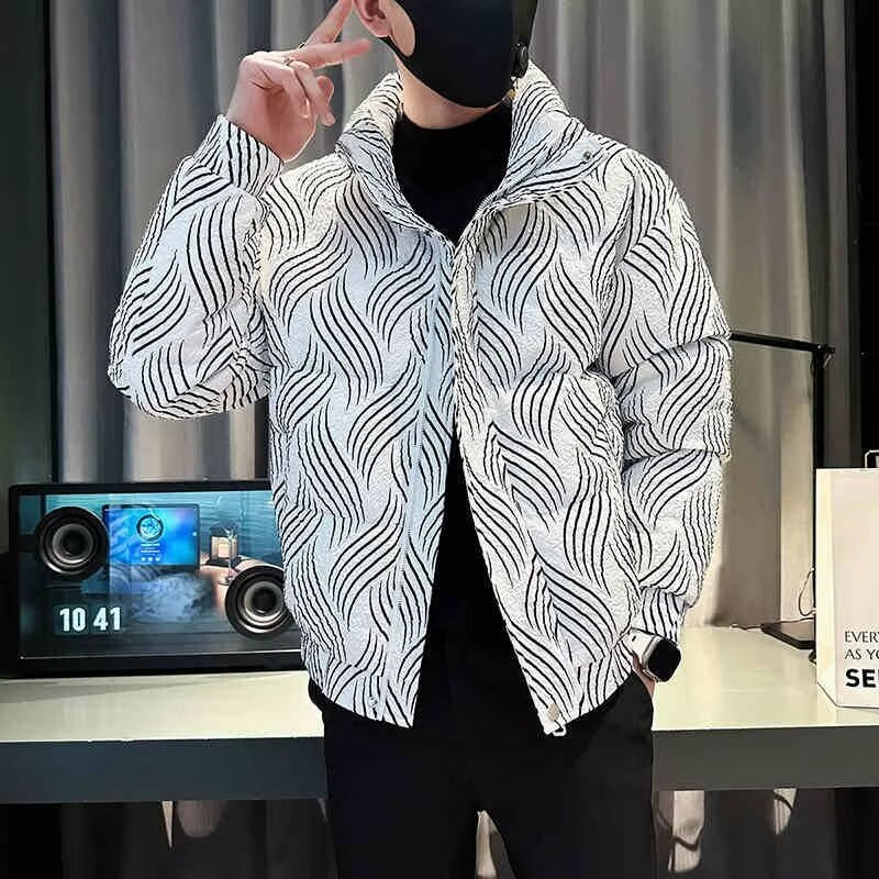 Herren Modische Steppjacke mit Wellenmuster Drune