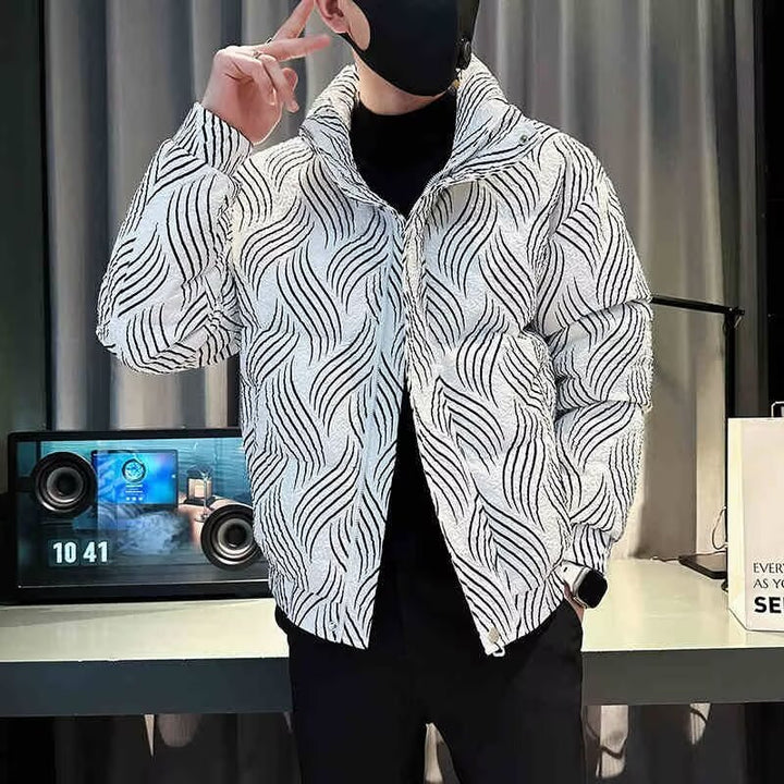 Herren Modische Steppjacke mit Wellenmuster Drune