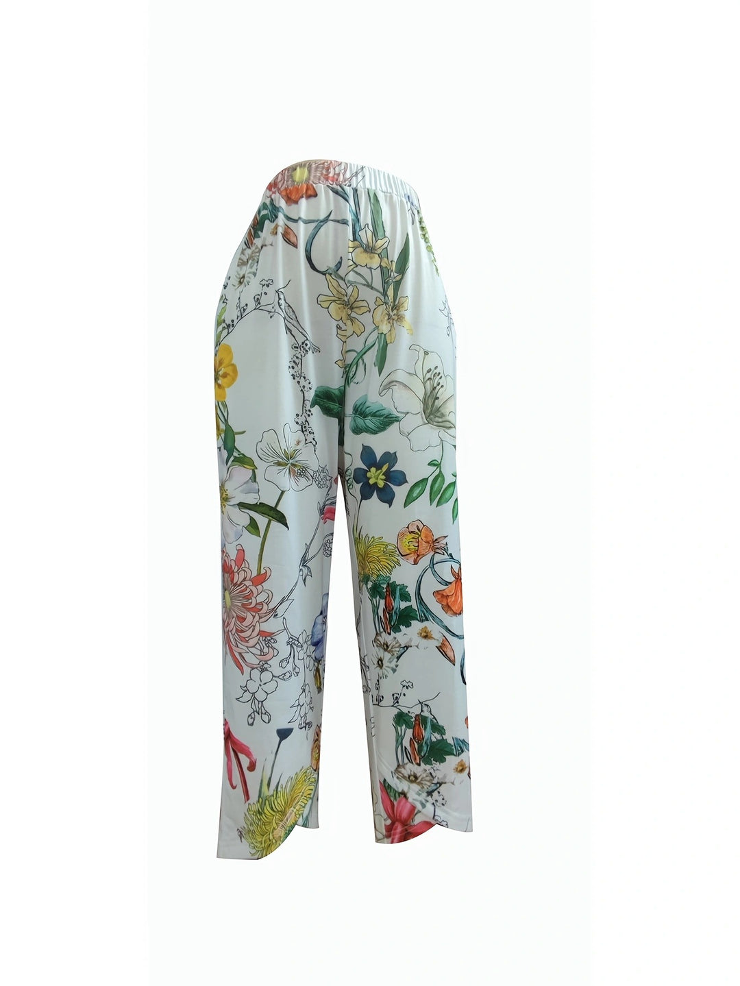 Damen Freizeithose mit floralem Muster und elastischem Bund Drune