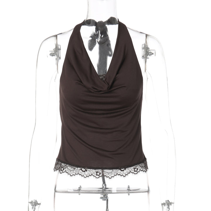 Damen Haltertop mit eleganter Spitzenkante Drune