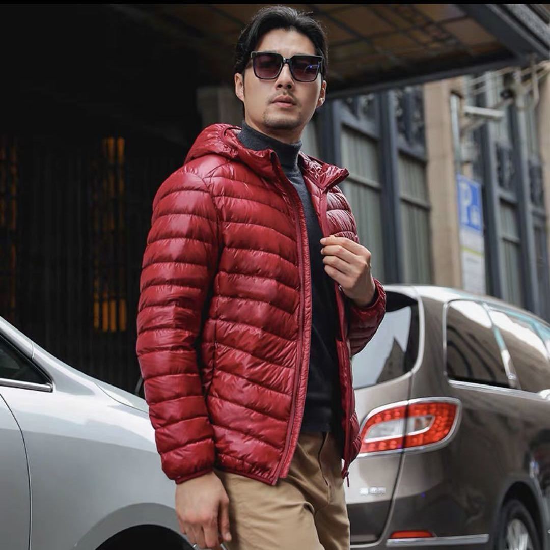 Herren Ultraleichte gesteppte Kapuzenjacke mit windabweisender Hülle und Kompaktpackfunktion Drune