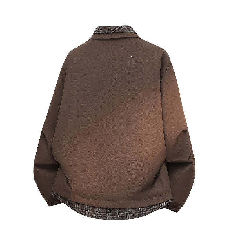 Herren Modische Doppeljacke mit Plüsch Innenfutter Drune