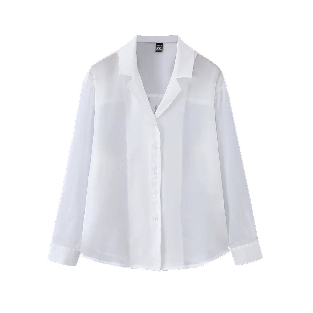 Damen Leichte Chiffon-Hemdbluse mit Oversize-Schnitt und Manschetten Drune