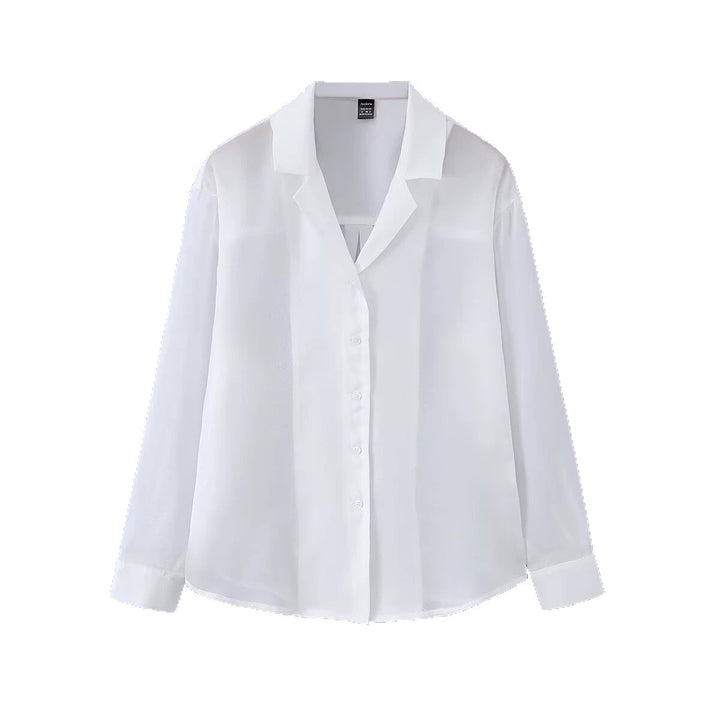 Damen Leichte Chiffon-Hemdbluse mit Oversize-Schnitt und Manschetten Drune