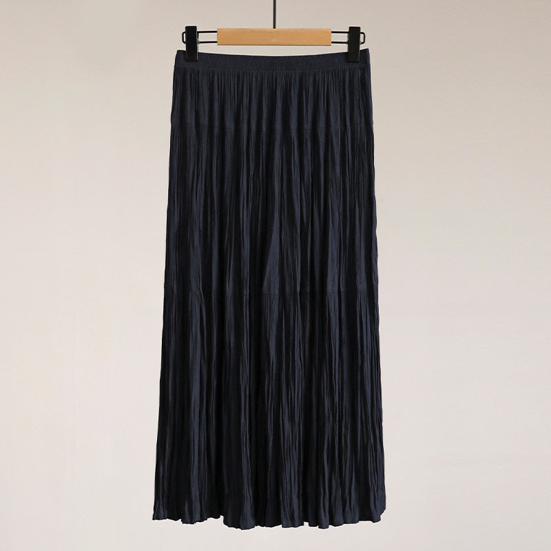 Damen Eleganter Faltenrock mit hohem Bund und fließendem Stoff Drune