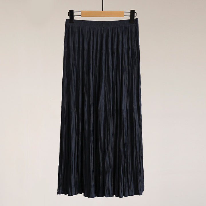 Damen Eleganter Faltenrock mit hohem Bund und fließendem Stoff Drune
