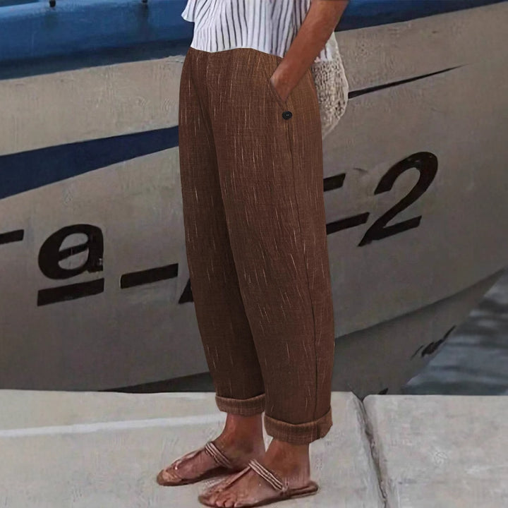 Damen Bequeme und luftige Leinenhose mit seitlichen Taschen Drune